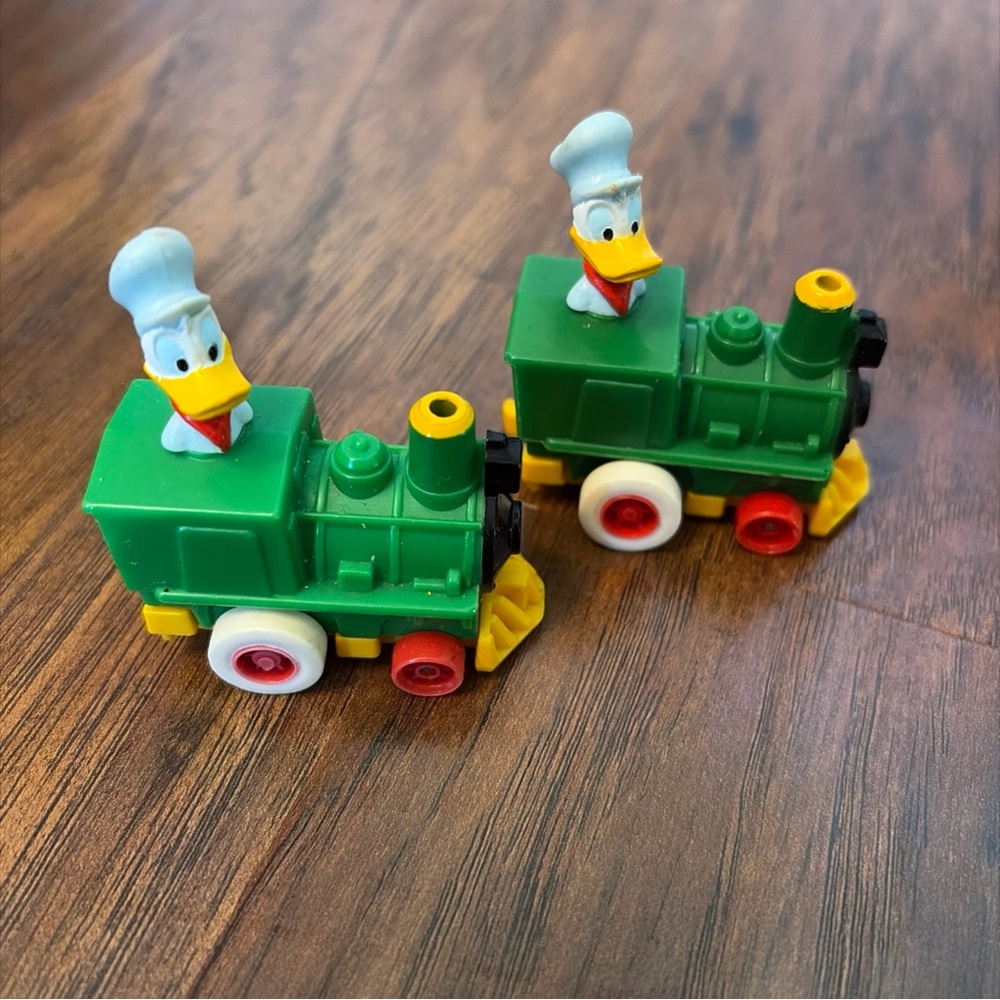 Disney Donald Duck Locomotive Conductor Train Figure Vintage Set
